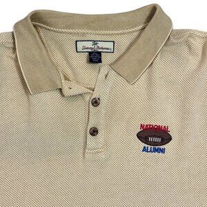 Tommy Bahama Polo Men's Size XXL Beige Silk Cotton National Alumni Embroidery